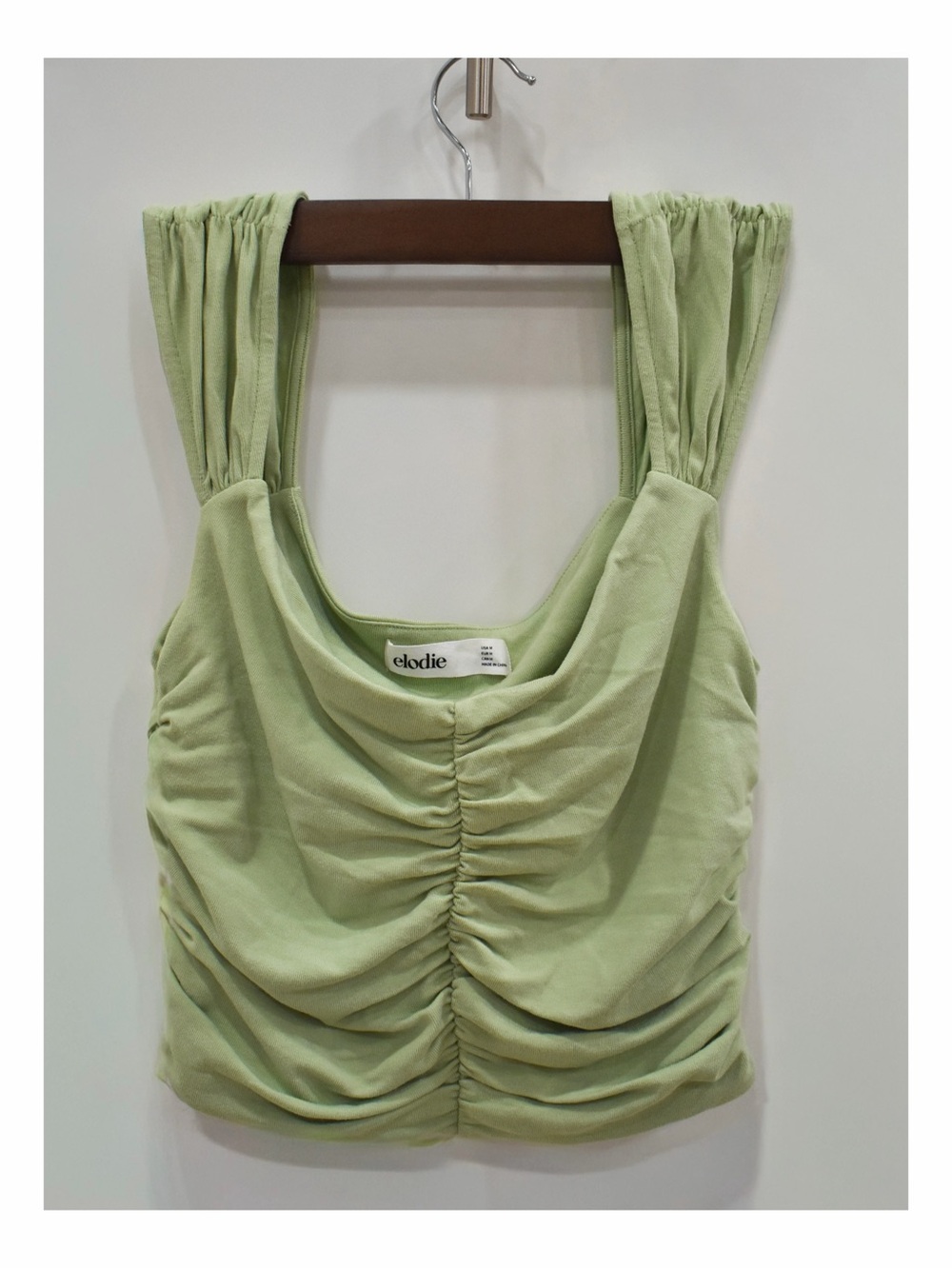 elodie Ruched Tank Top in Green Size Small Like New